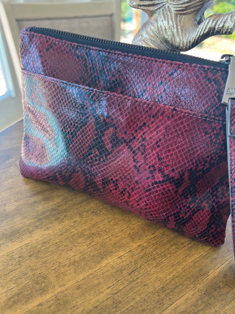 Aimee Kestenberg -Red Snake-Print Wristlet Clutch - Sleek Women's Evening Bag - Picture 11 of 11